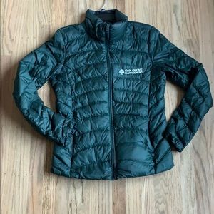 Women ultra light down jacket blue-green medium